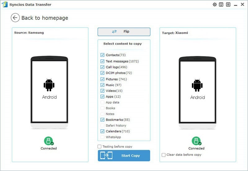 transfer Samsung data to Xiaomi Mi 8