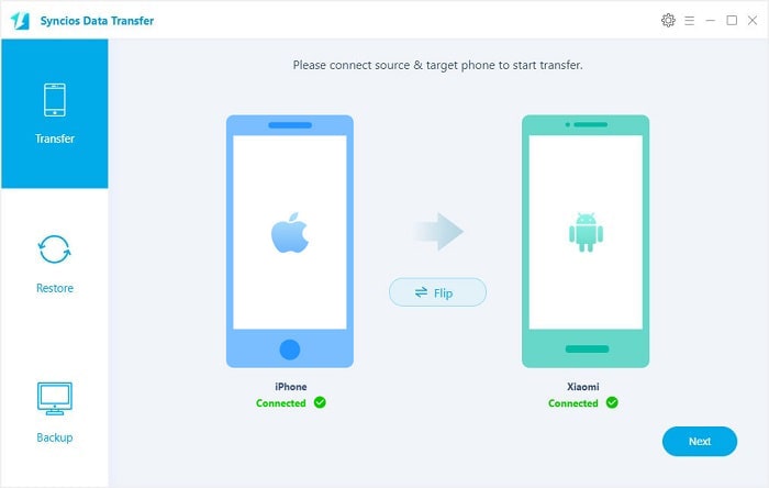 connect iPhone and Android phone to Syncios Data Transfer