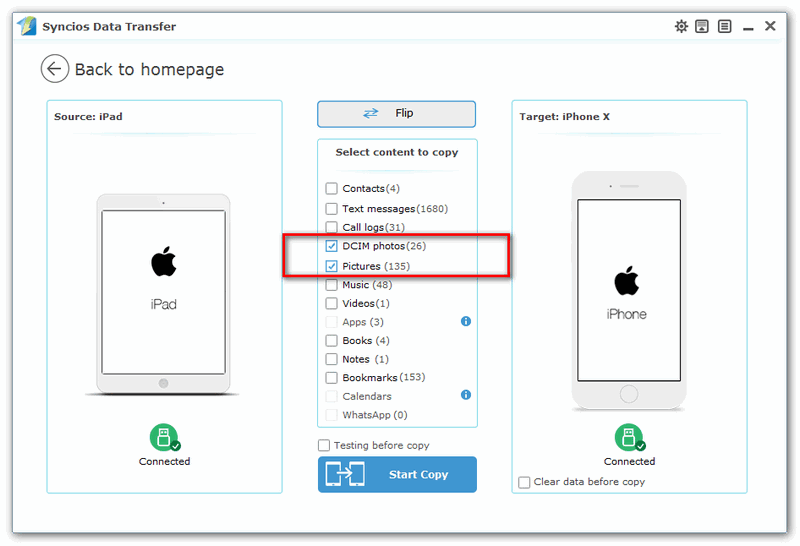 sync photos to iphone x