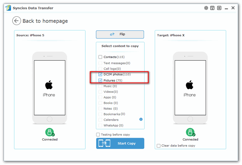 iphone to iPhone X transfer