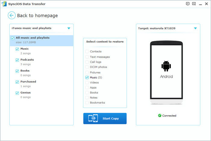 sync itunes music to android