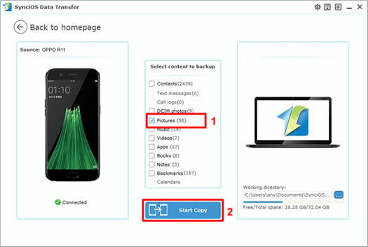 transfer oppo r11 photo with syncios data transfer