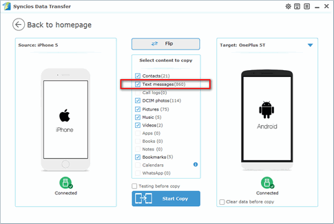 transfer data to oneplus 5t