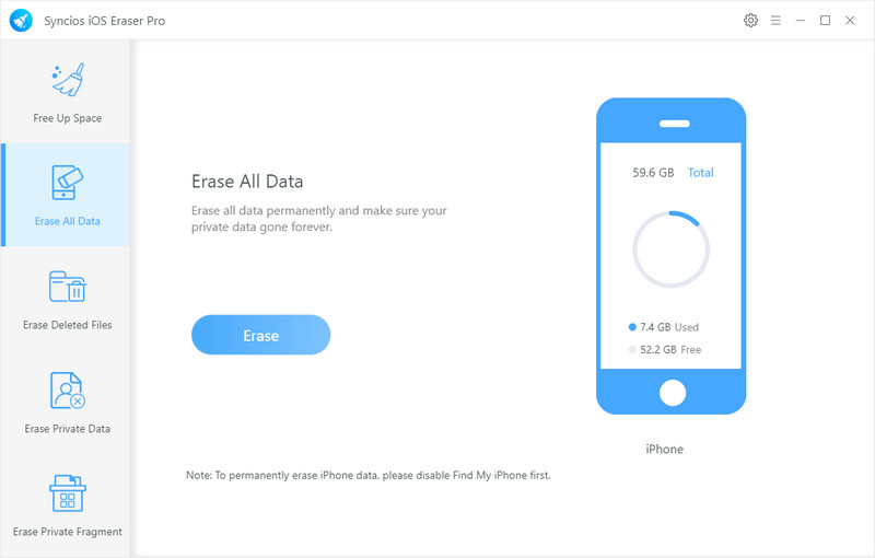 Erase all data on iphone