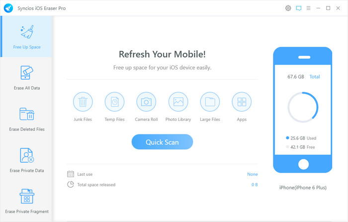 Operating interface of Data Eraser