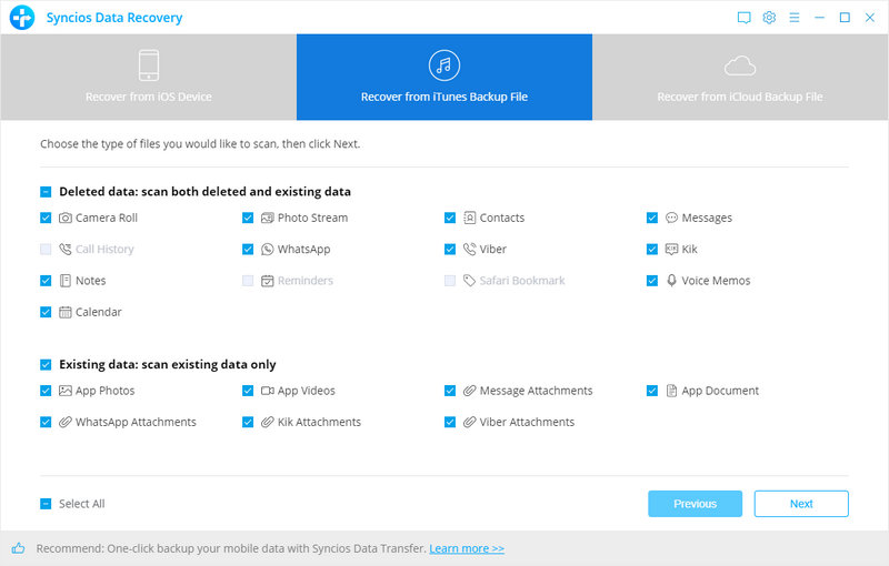 Preview data from iTunes Backup File