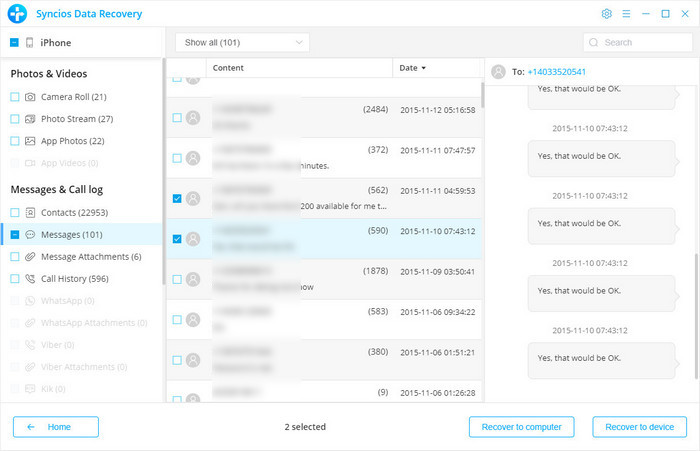 recover messages to iPhone