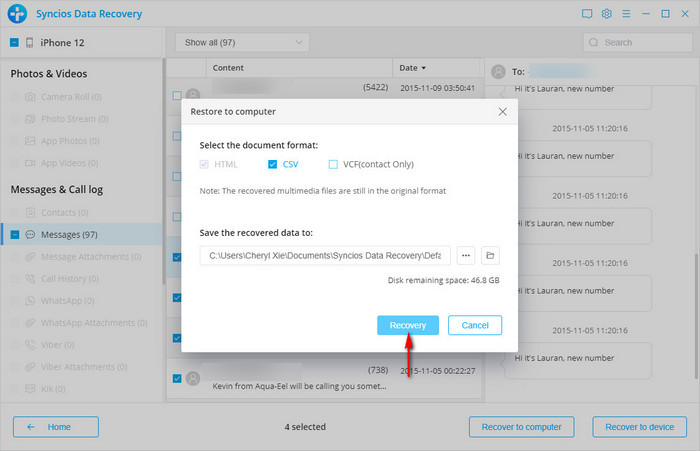 choose output messages format