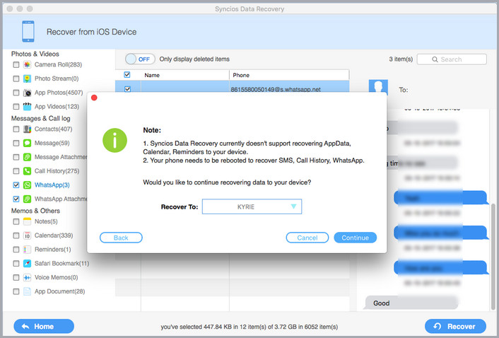recover messages to iPhone