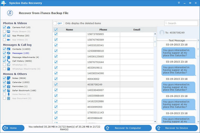 Recover Deleted Data to iPhone 16/15/14 from iTunes Backup