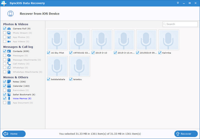 preview lost iPod voice memos