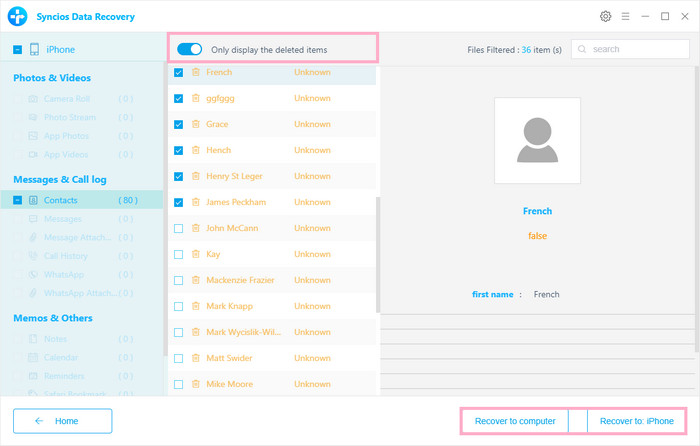 recover contacts