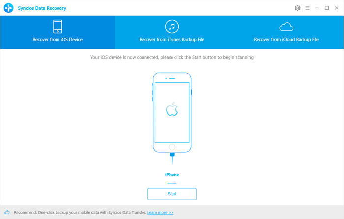 connect ios device to syncios data recovery