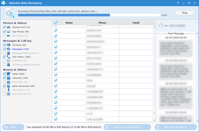 preview and choose the messages