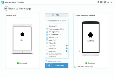 sync ipad to Samsung Galaxy S7