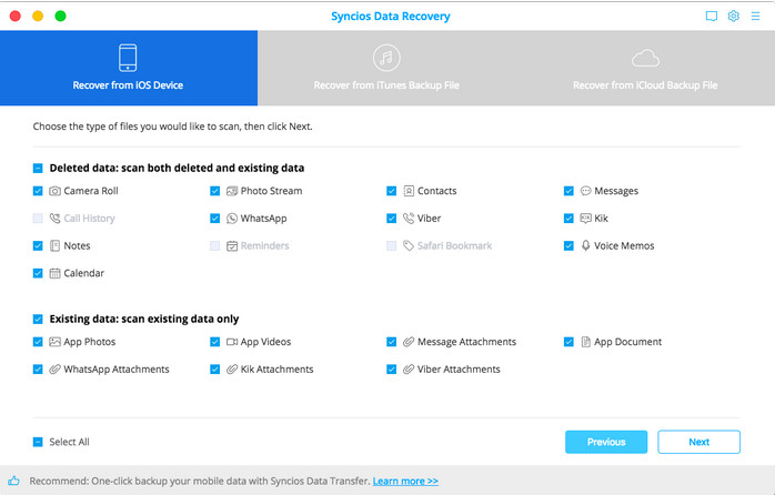 select data to scan