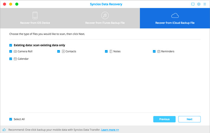 scan downloaded iCloud data file