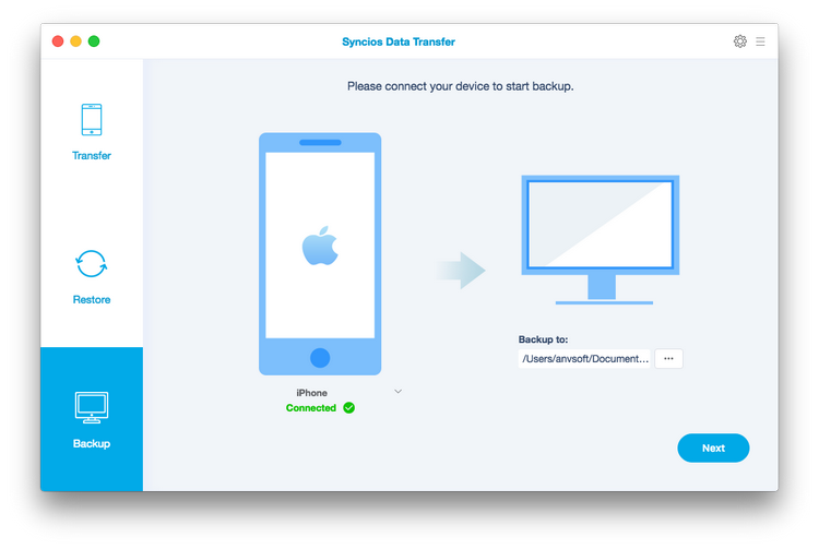 back iphone 7 via Syncios data transfer