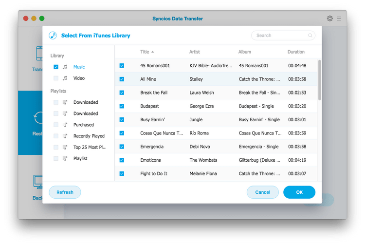 sync iTunes music and playlist