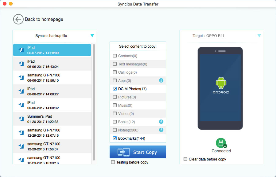 restore oppo r11 from syncios backup file