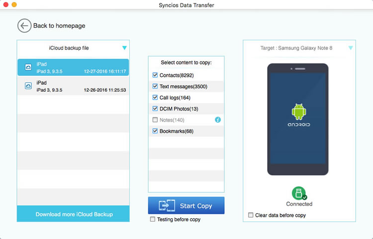 restore Samsung Galaxy S25 from icloud backup file