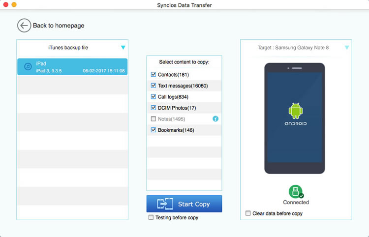 restore Samsung Galaxy S25 from itunes backup file
