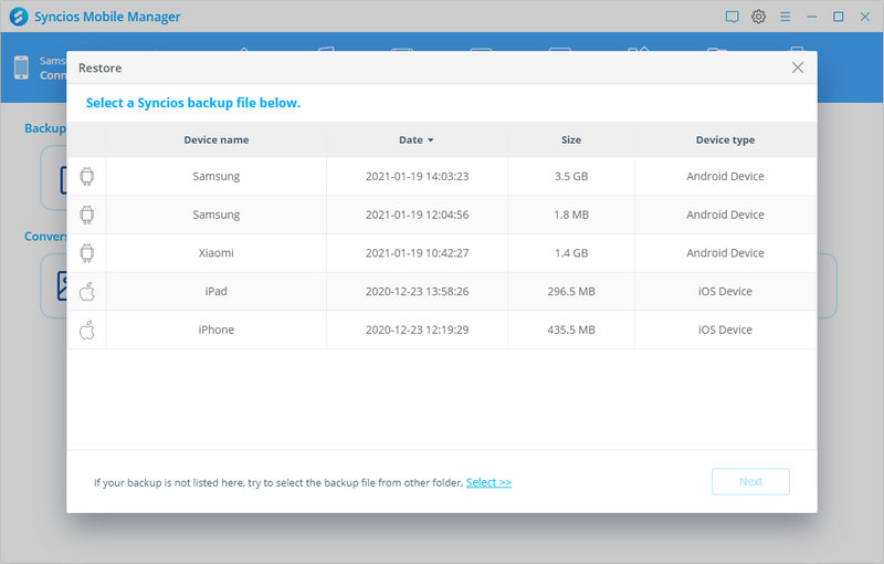 one-click move backup to Samsung Galaxy S21