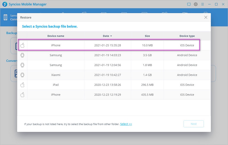 sync iPhone to Samsung Galaxy S21