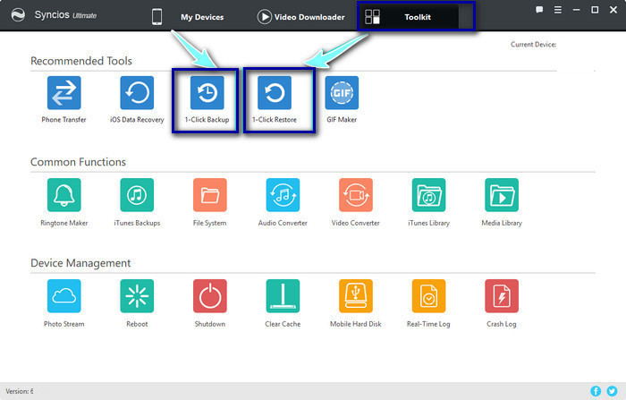 1-click backup and 1-click restore