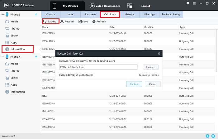 backup iPhone call history to computer