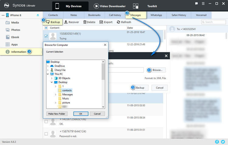 backup messages from iPhone 8 to computer