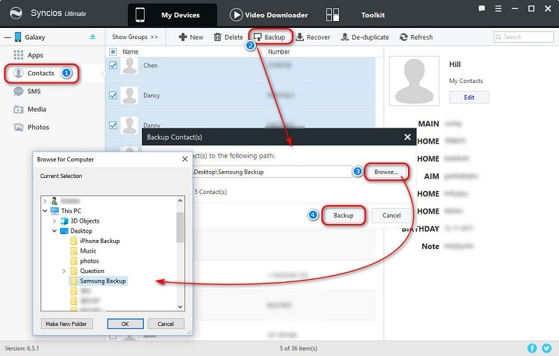 backup Samsung Galaxy S25 contacts to computer
