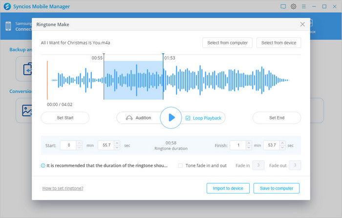 make Samsung Galaxy S20 ringtones