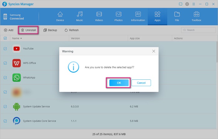 Manage Samsung App with Syncios Manager