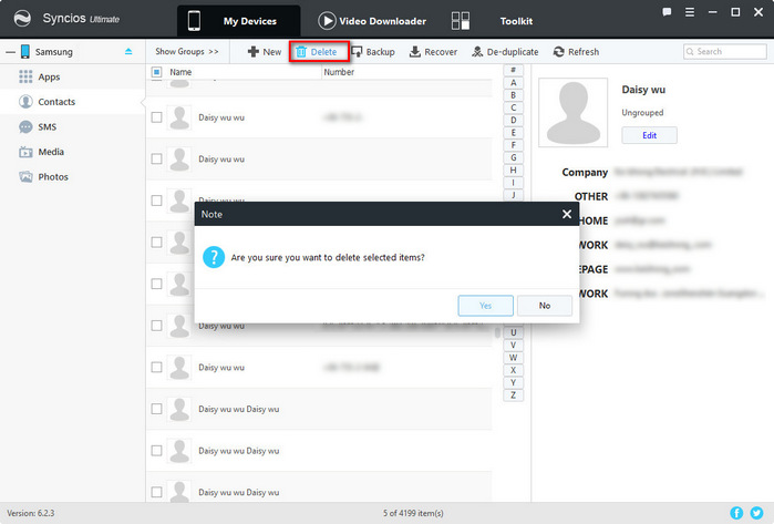 delete contacts on Samsung Galaxy S25
