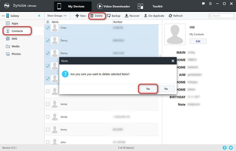 delete Samsung Galaxy S25 contacts