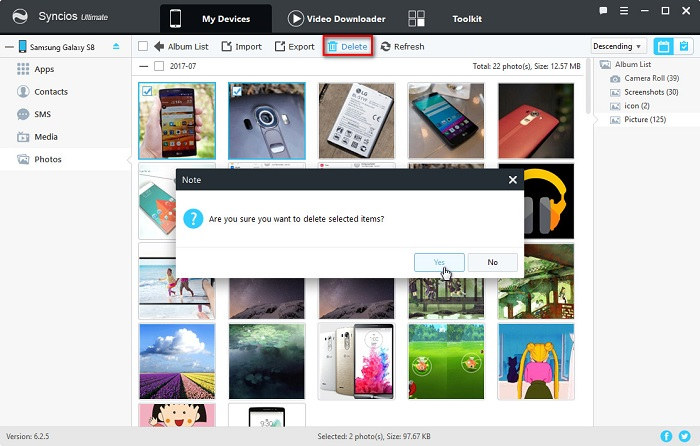 delete photos on Samsung Galaxy S25/S25 Ultra