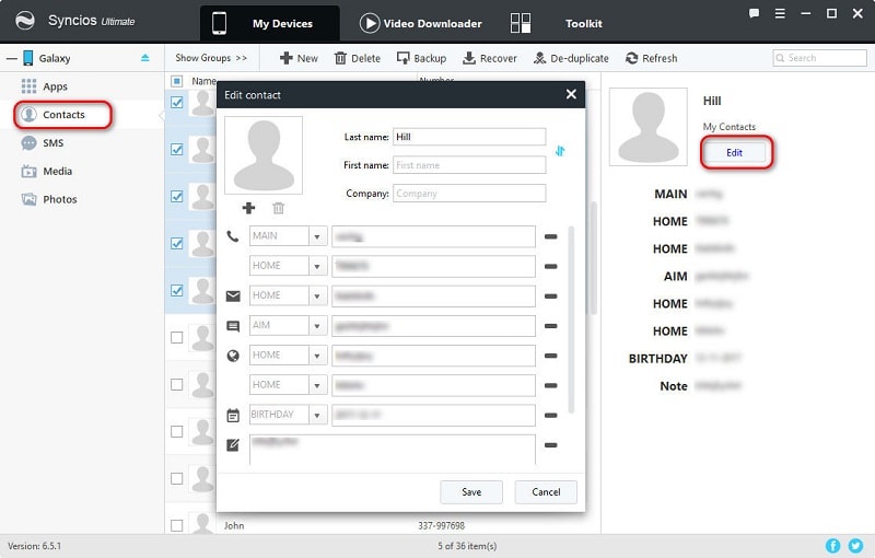 edit Samsung Galaxy S25 contacts