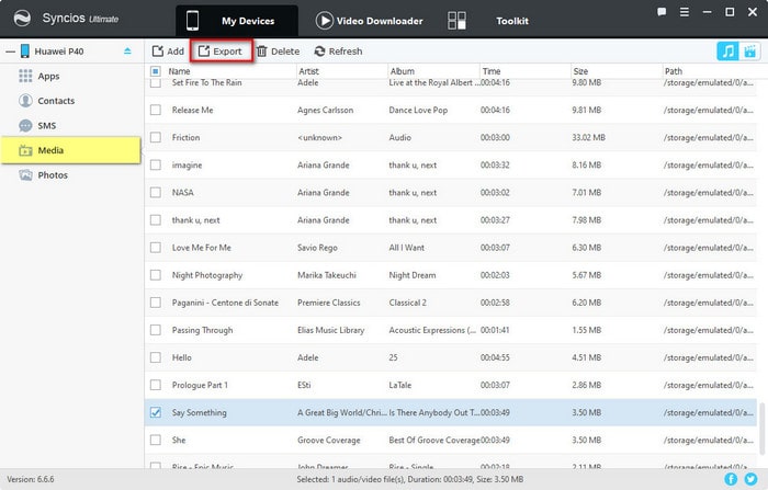 export music from Huawei Pura80/80 Pro