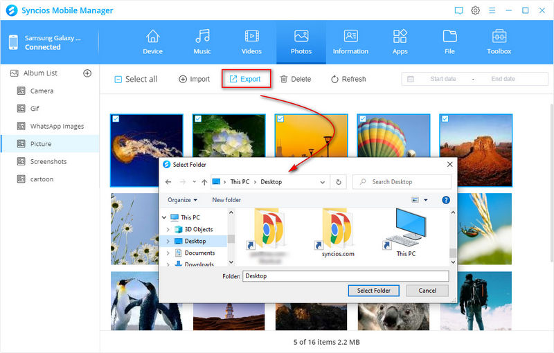 export Samsung Galaxy S25 photos to computer