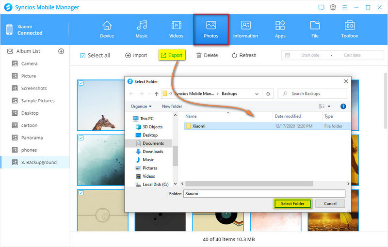 export photos from Xiaomi 15 to PC