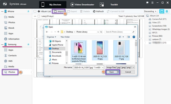 import iPhone photos to Samsung Galaxy S25