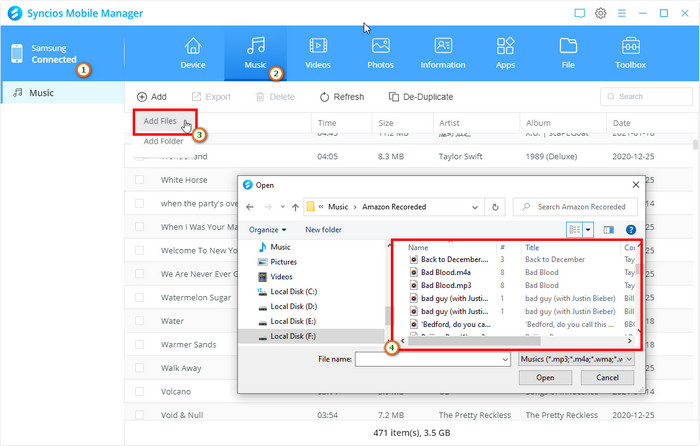 import music from pc to Samsung Galaxy S25