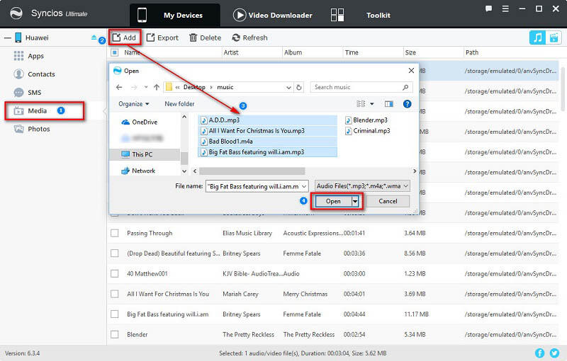 import music from computer to Huawei Honor Power