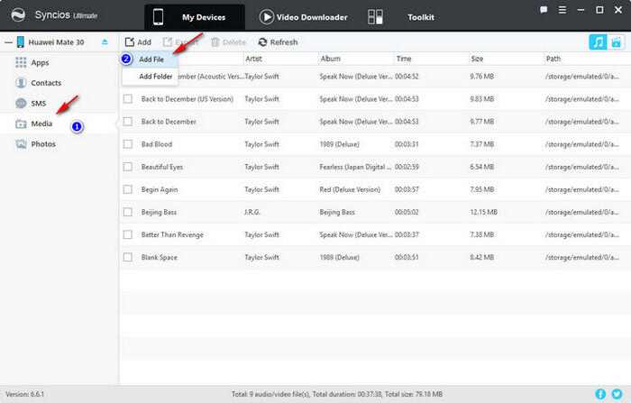 import music from computer to Huawei Mate 30