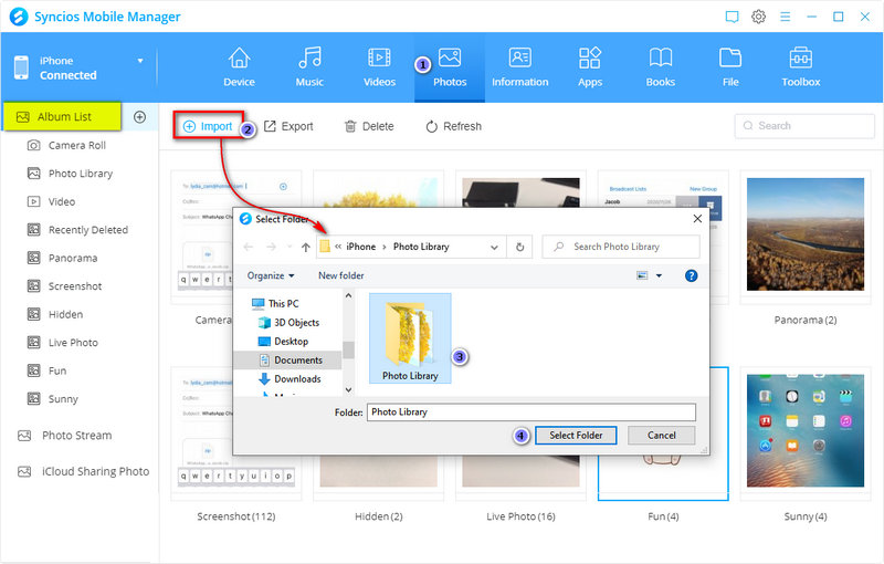 import photo folder to iPhone 16