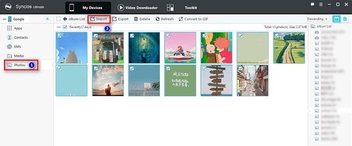import photos from computer to Google Pixel 9a
