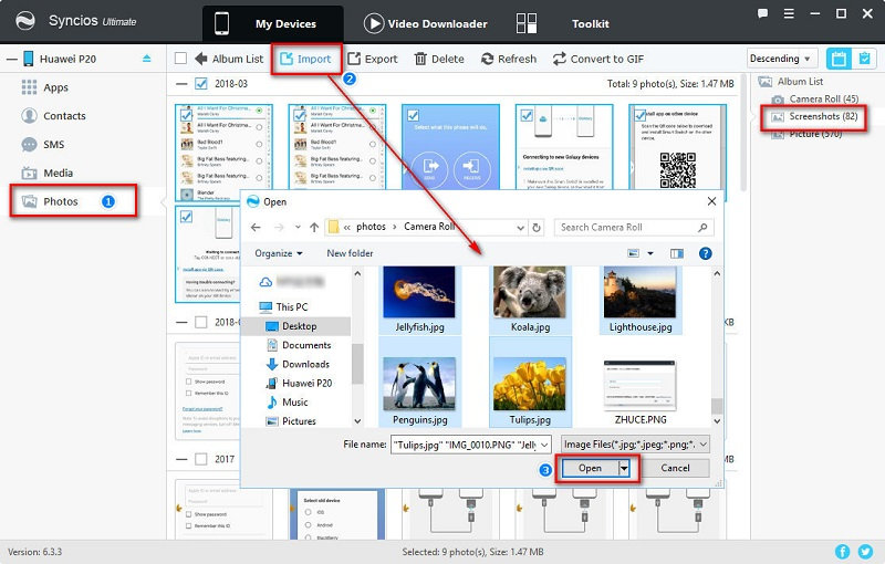 import photos to huawei p20