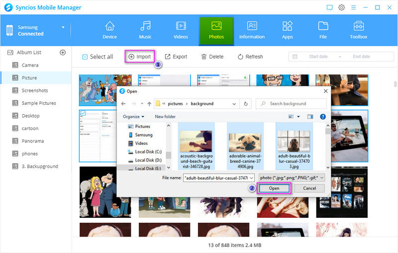 import photos to Samsung Galaxy S25
