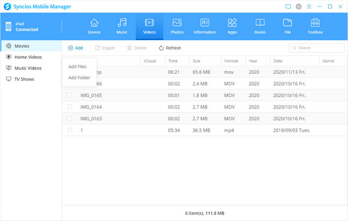 data from pc to new ipad